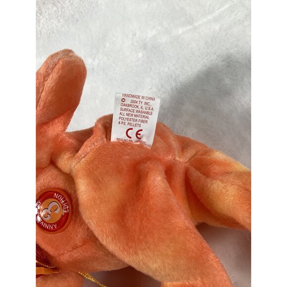 Ty Beanie Babies M.C. Anniversary 3rd Edition Bear 8" Orange Plush Collectible - Picture 4 of 6